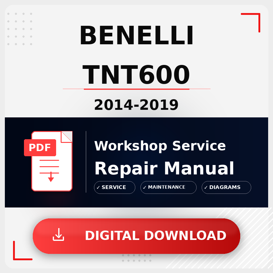 2014 - 2019 Benelli Tnt600 Workshop Service Repair Manual | 2014 2015 2016 2017 2018 2019 Benelli Tnt600 Service Manual