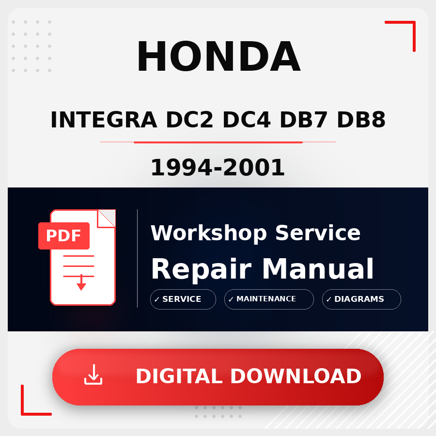 1994 - 2001 Honda Integra Dc2 Dc4 Db7 Db8 Workshop Service Repair Manual | 1994 1995 1996 1997 1998 1999 2000 2001 Honda Integra Dc2 Dc4 Db7 Db8 Service Manual