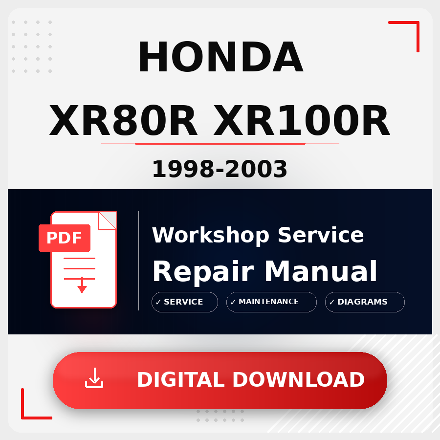1998 - 2003 Honda Xr80R Xr100R Workshop Service Repair Manual | 1998 1999 2000 2001 2002 2003 Honda Xr80R Xr100R Service Manual