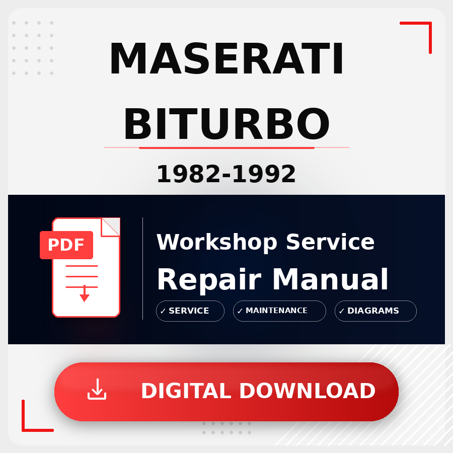 1982 - 1992 Maserati Biturbo Workshop Service Repair Manual | 1982 1983 1984 1985 1986 1987 1988 1989 1990 1991 1992 Maserati Biturbo Service Manual